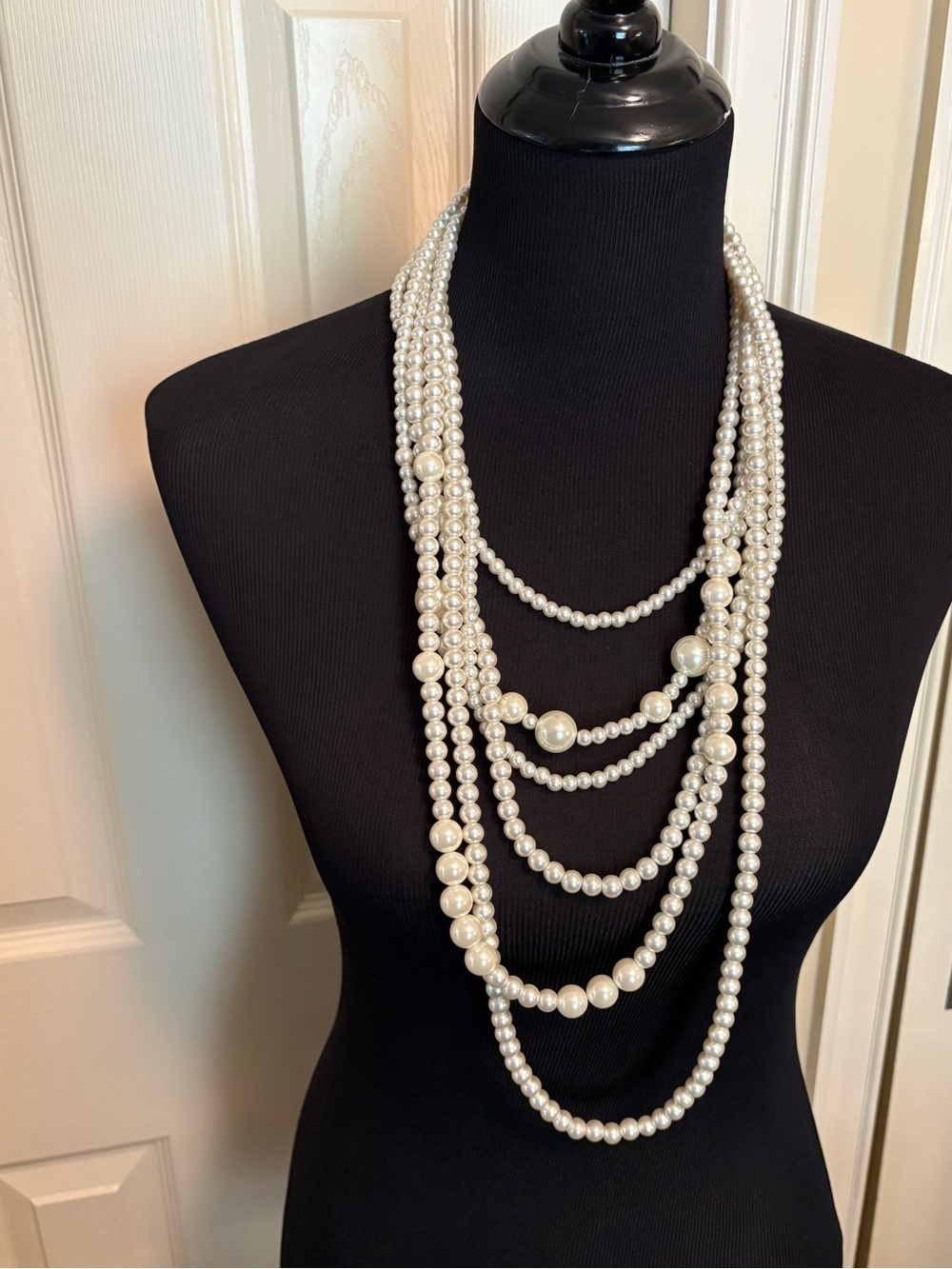 White House Black Market Layered Pearlescent Multi-Strand Necklace
